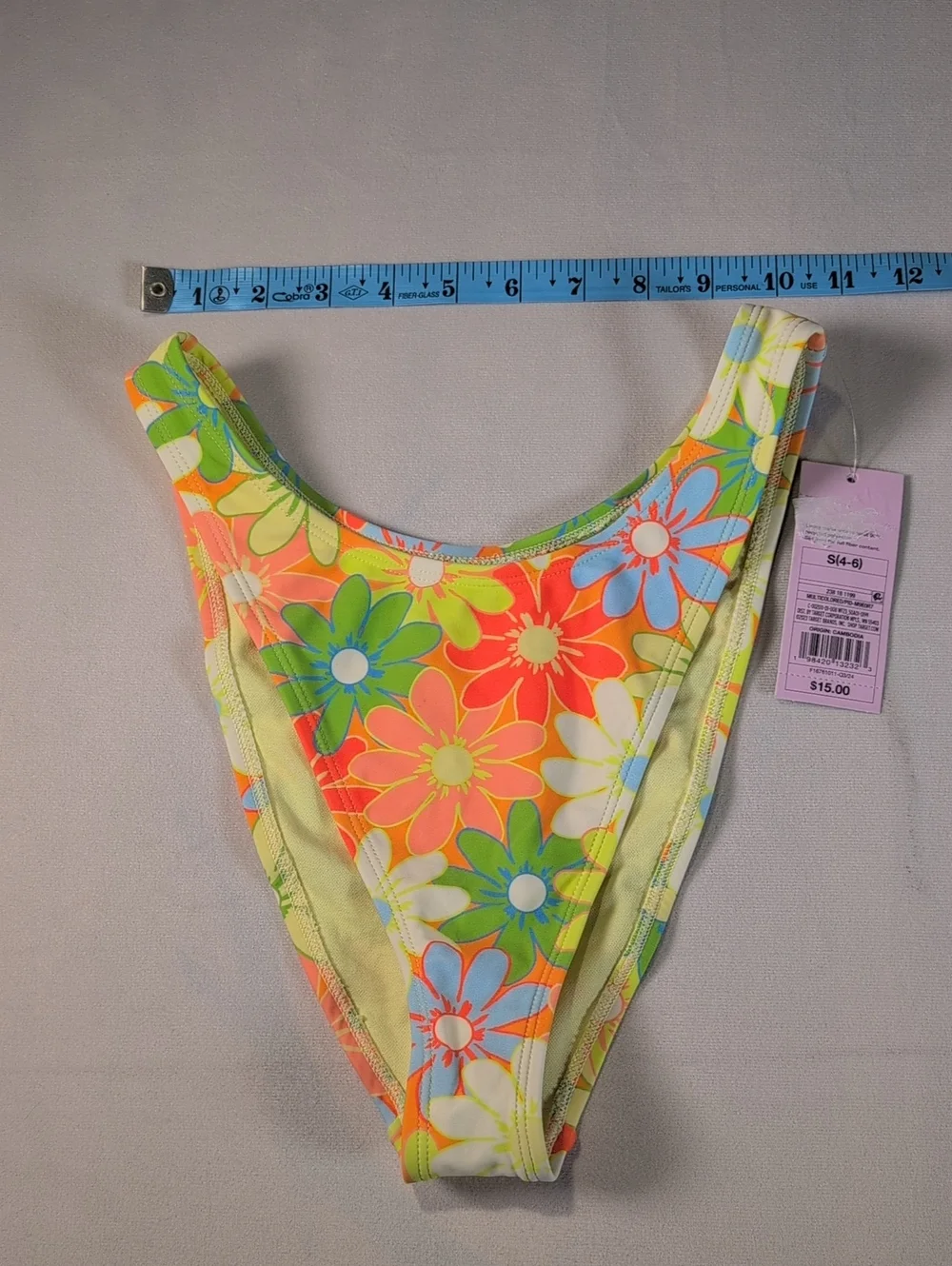 Wild Fable Yellow & Orange Floral Mid Rise Cheeky Bikini Bottom Size Small